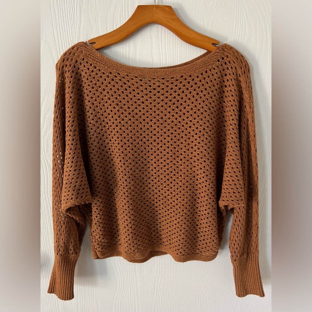 EXPRESS Wide Knit Batwing Sweater, SIZE Large, Rust Color - Picture 3 of 5
